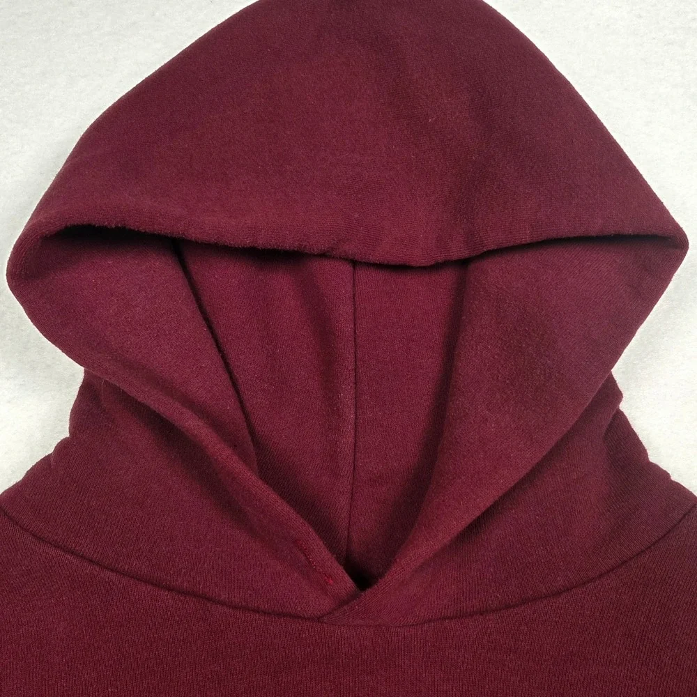 Vintage Russell Athletic Hoodie Mens XXL Maroon Pullover Fleece Blank Sweatshirt